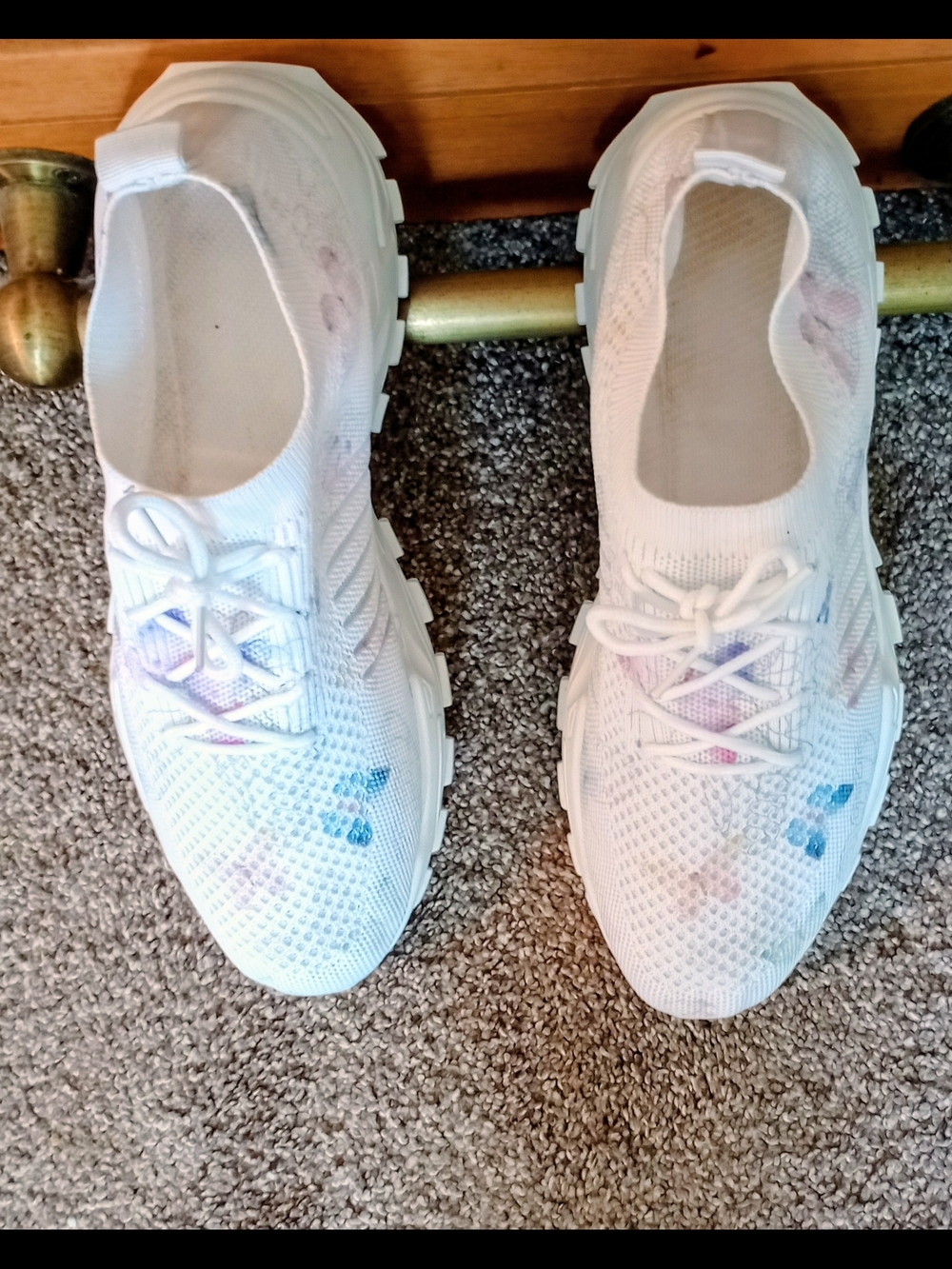 Butterfly Printed White Multicolor Women's Mesh Slip-On Athletic Sneakers US10